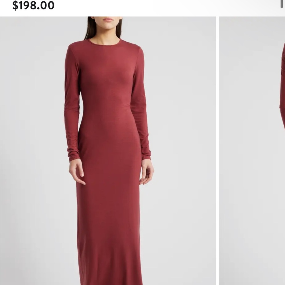 Elegant Long Sleeve Burgundy Dress